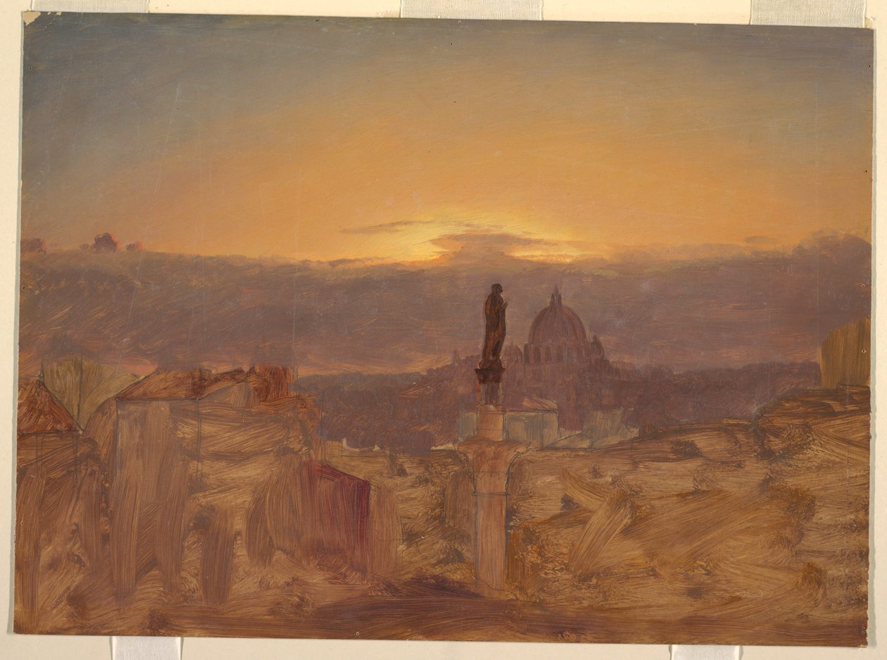 Dibujo, Basílica de San Pedro desde el Pincio, Roma, finales de 1868 o principios de 1869 de Frederic Edwin Church