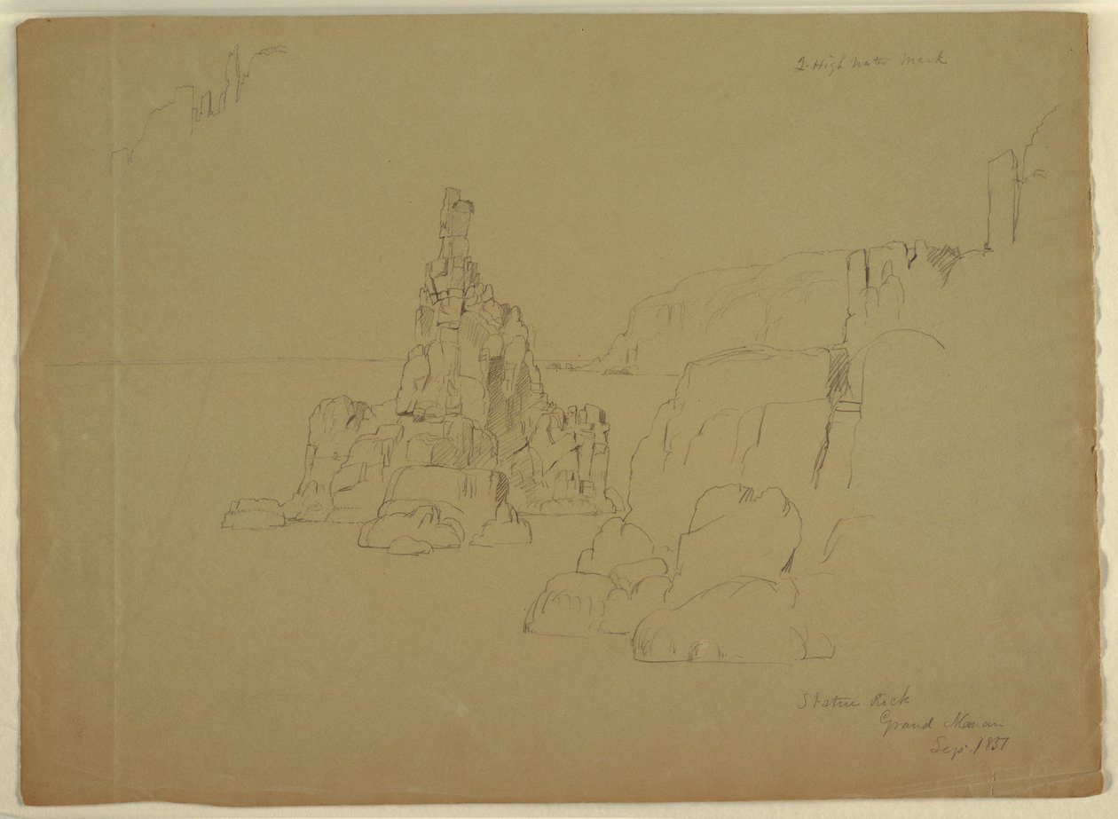 Dibujo, "Statue Rock", septiembre de 1851 de Frederic Edwin Church