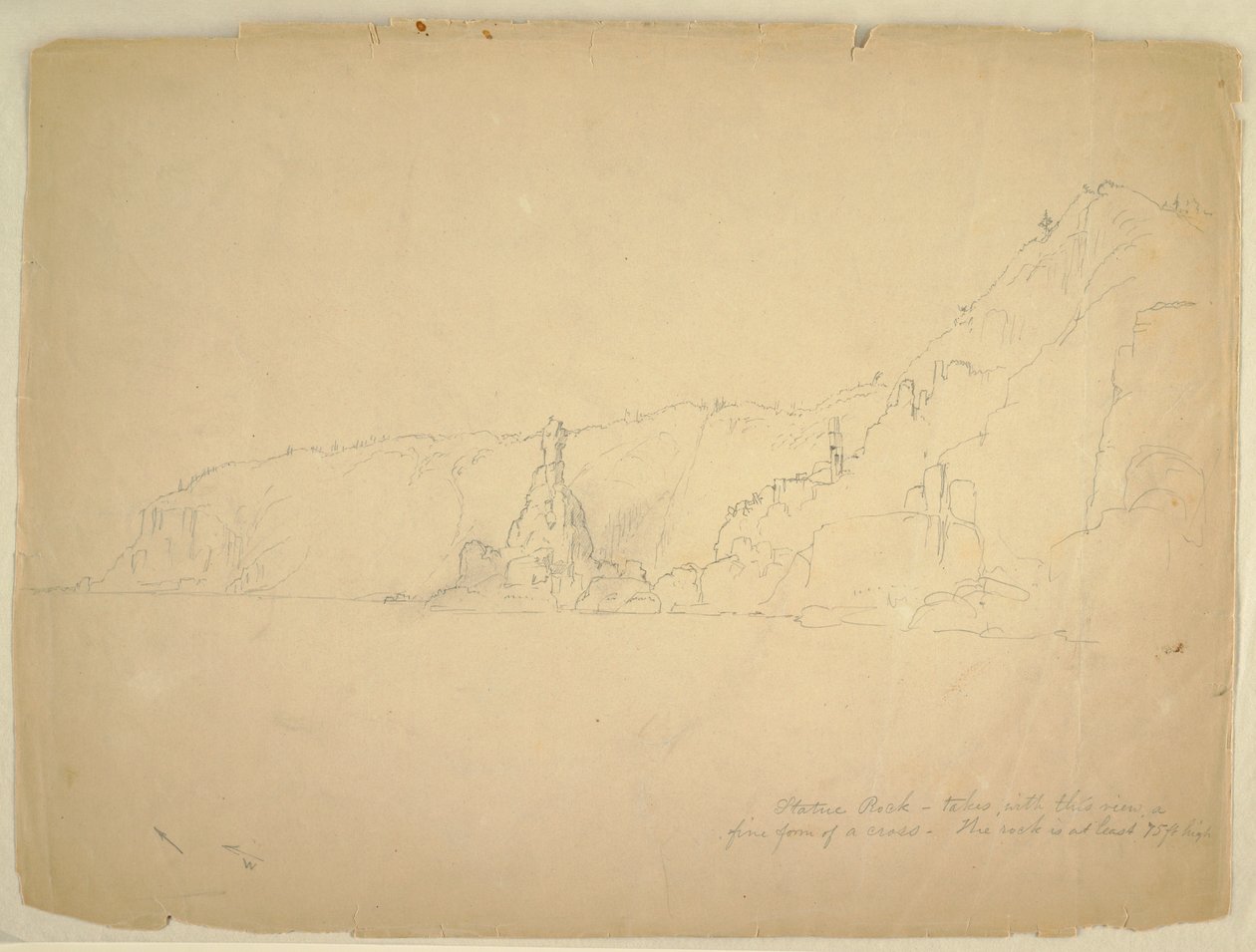 Dibujo, "Statue Rock", septiembre de 1851 de Frederic Edwin Church