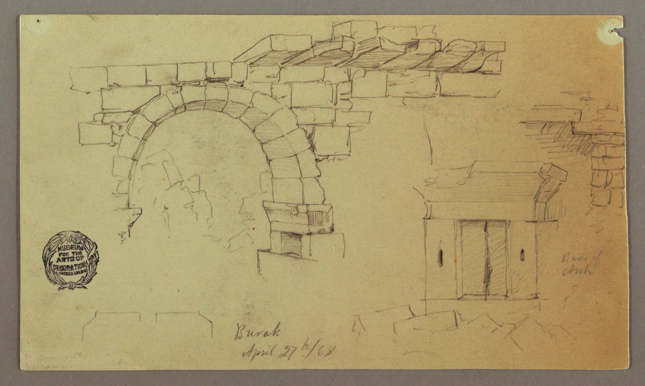 Dibujo, Arco de piedra, Base de piedra, 27 de abril de 1868 de Frederic Edwin Church