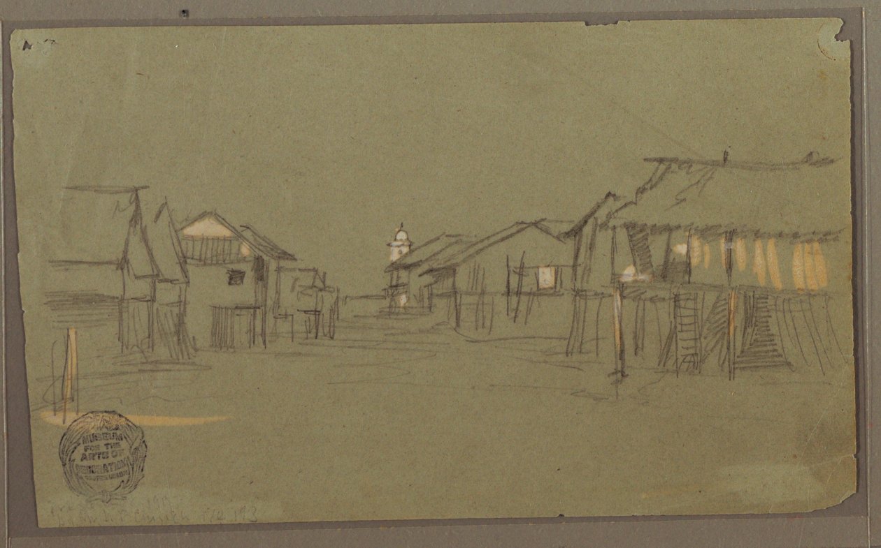 Dibujo, Calle que conduce a una iglesia,Guayaquil, Ecuador, mayo de 1857 de Frederic Edwin Church