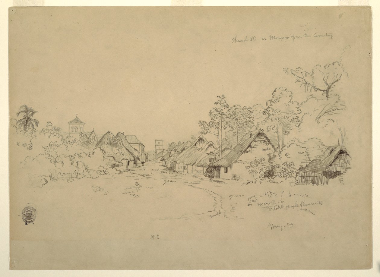 Dibujo, Calle en Mompos, Colombia, mayo de 1853 de Frederic Edwin Church