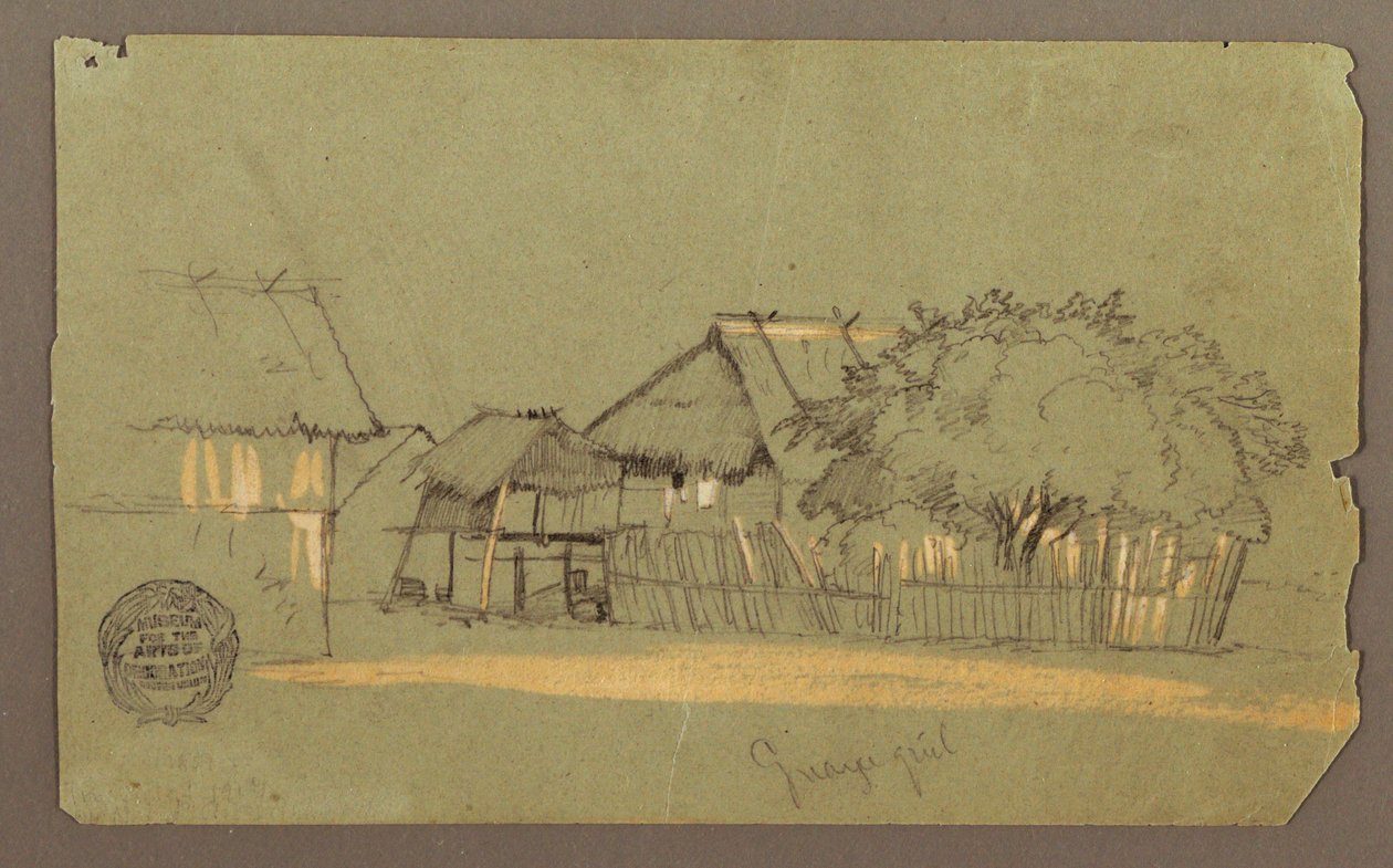 Dibujo, Calle con casas, Guayaquil, Ecuador, mayo de 1857 de Frederic Edwin Church