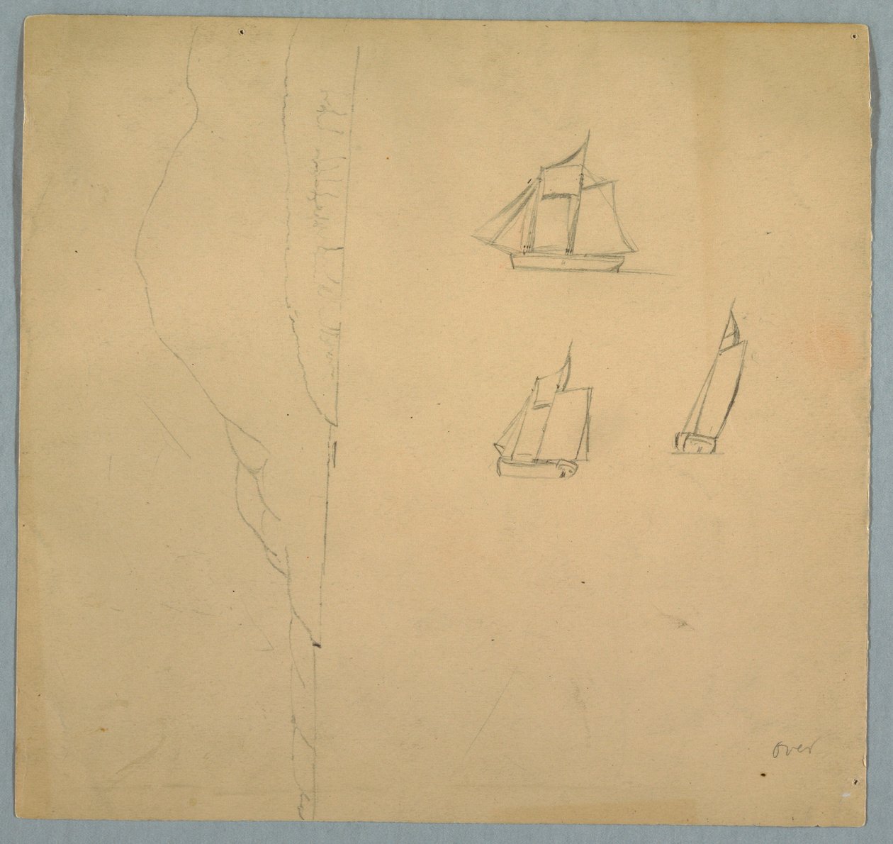 Dibujo, Estudios de paisaje y barcos, 1850-51 de Frederic Edwin Church