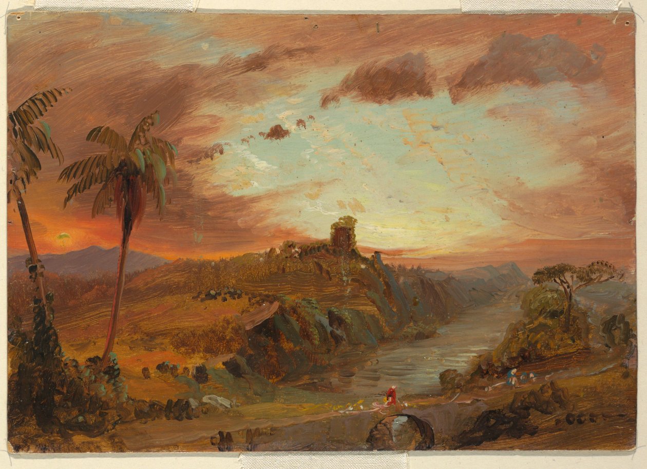 Dibujo, Estudio para "Imaginary S. American Landscape", ca. 1857 de Frederic Edwin Church