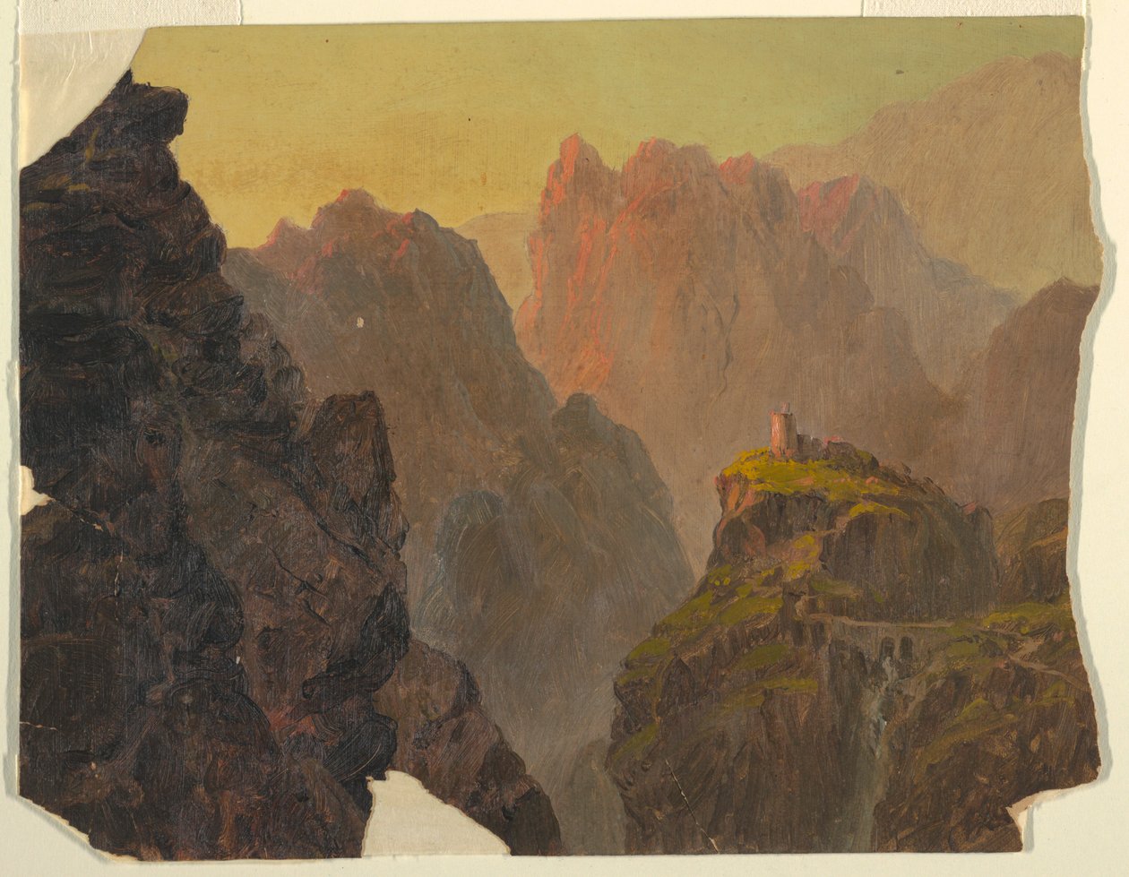 Dibujo, Estudio de un paisaje imaginario de América del Sur", 1853-55 de Frederic Edwin Church