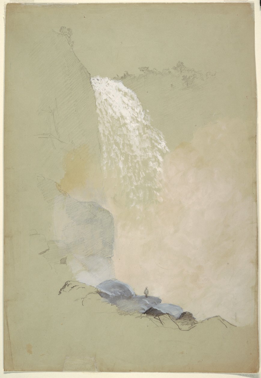 Dibujo, Estudio del Salto del Tequendama cerca de Bogotá, Colombia, julio de 1853 de Frederic Edwin Church