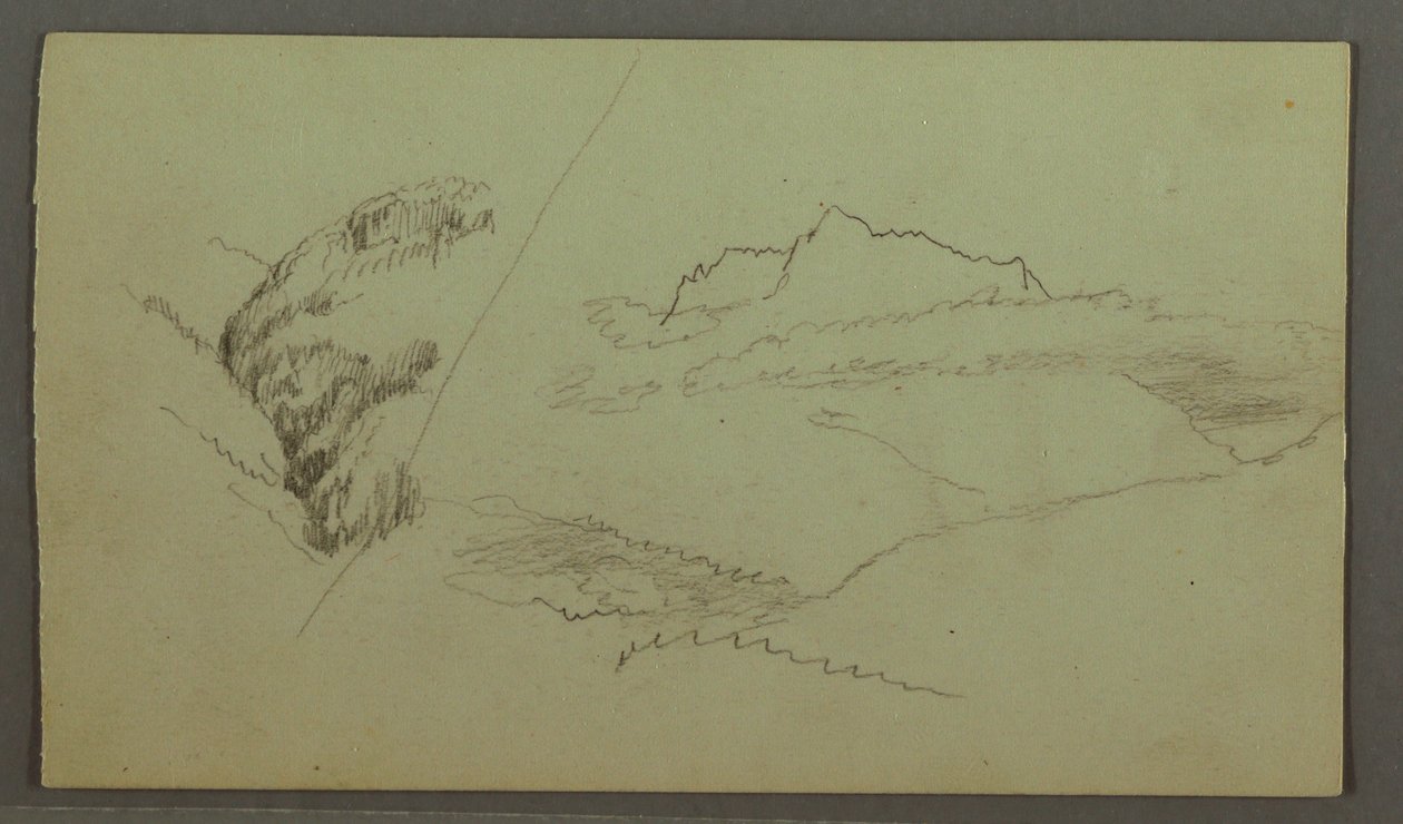 Dibujo, Cumbre elevándose sobre las nubes, valle estrecho, posiblemente 1868 de Frederic Edwin Church