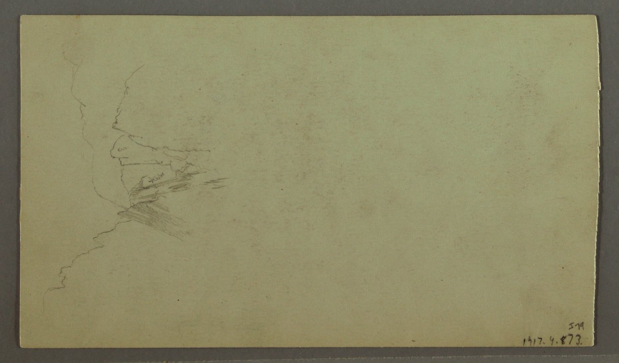 Dibujo, Cumbre elevándose sobre las nubes, valle estrecho, posiblemente 1868 de Frederic Edwin Church