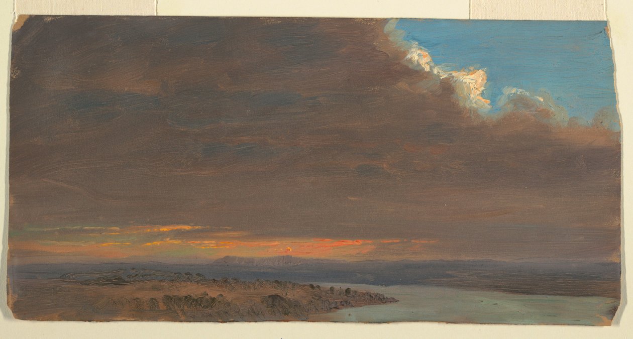 Dibujo, Puesta de sol, Valle del Hudson, Nueva York, 1870-80 de Frederic Edwin Church