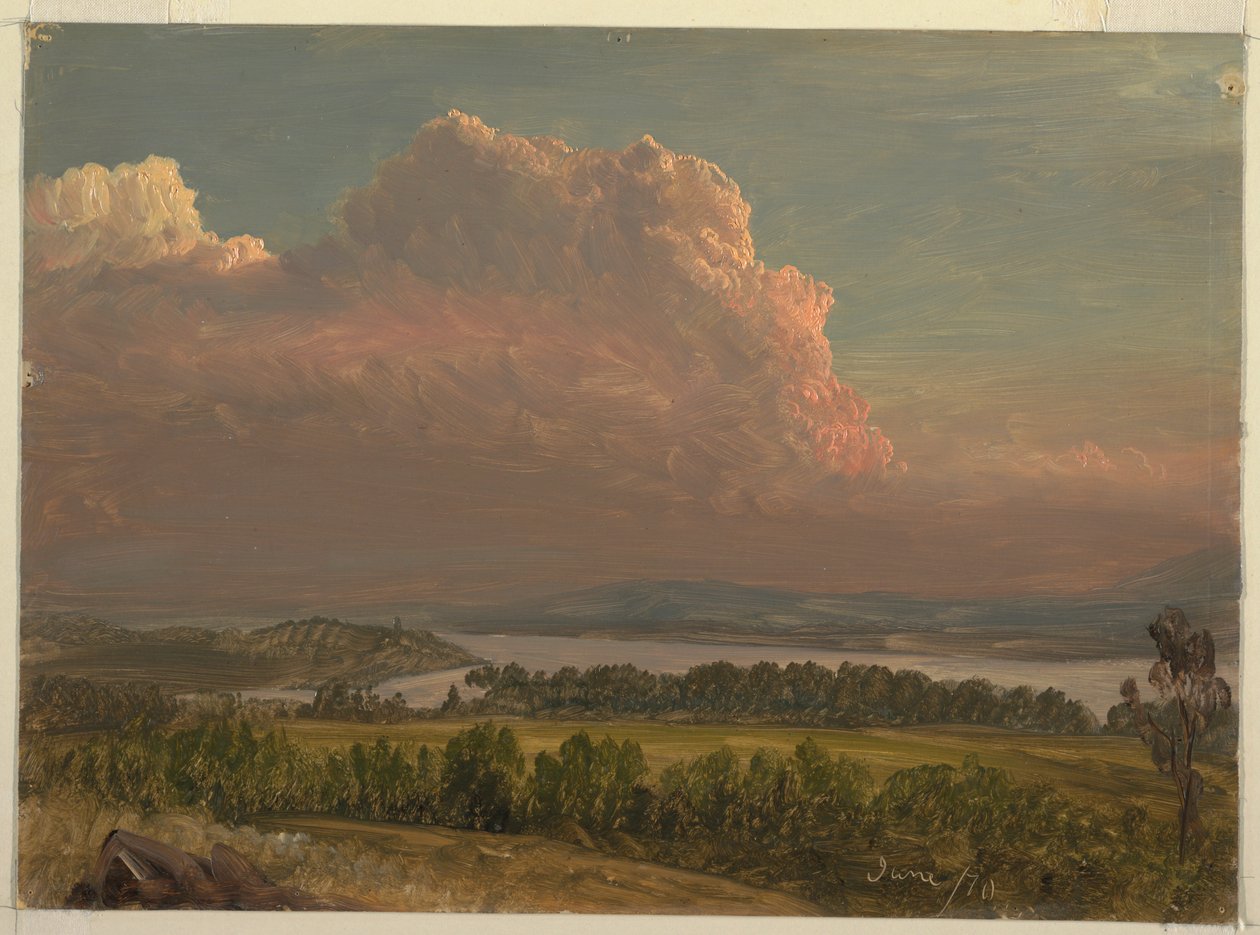 Dibujo, Puesta de sol en el valle del Hudson, junio de 1870 de Frederic Edwin Church