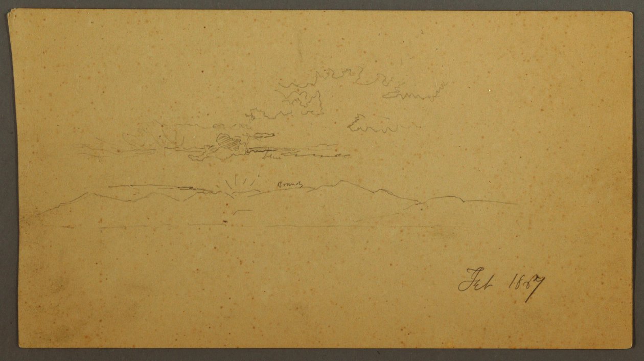 Dibujo, Puesta de sol tras las colinas, febrero de 1867 de Frederic Edwin Church