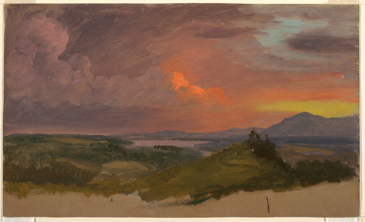 Dibujo, Puesta de sol en el valle del Hudson, 1870-75 de Frederic Edwin Church