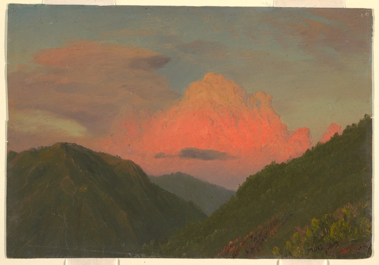 Dibujo, Puesta de sol en las colinas, Jamaica, Indias Occidentales, agosto de 1865 de Frederic Edwin Church