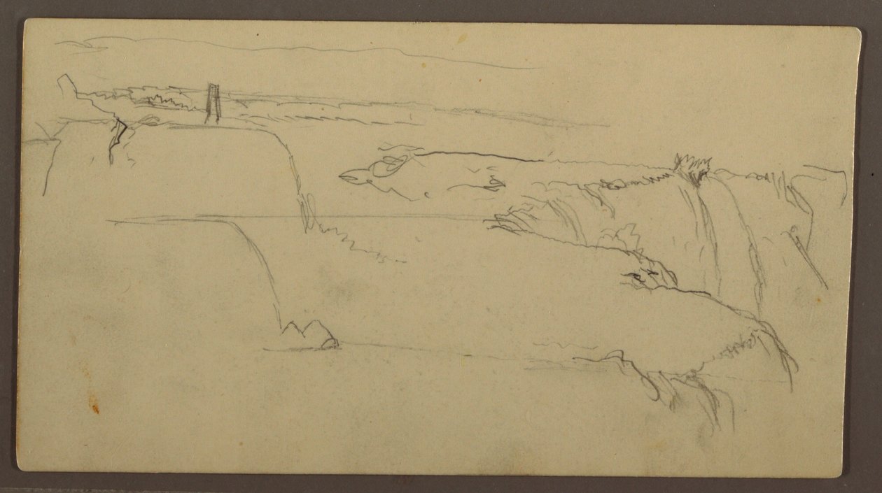 Dibujo, Puesta de sol sobre ribera con barco, 1858 de Frederic Edwin Church