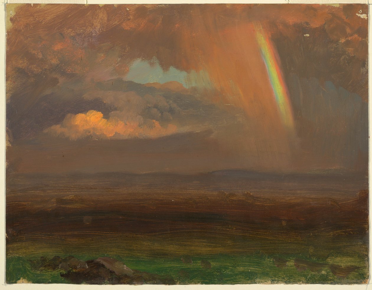 Dibujo, Puesta de sol sobre un amplio paisaje, 1865 de Frederic Edwin Church