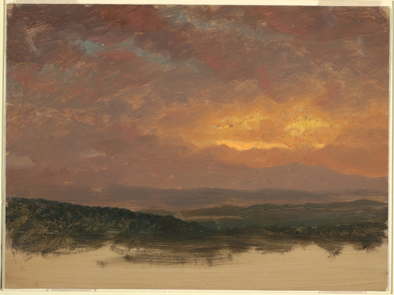 Dibujo, Puesta de sol sobre las Catskills, 1870-80 de Frederic Edwin Church