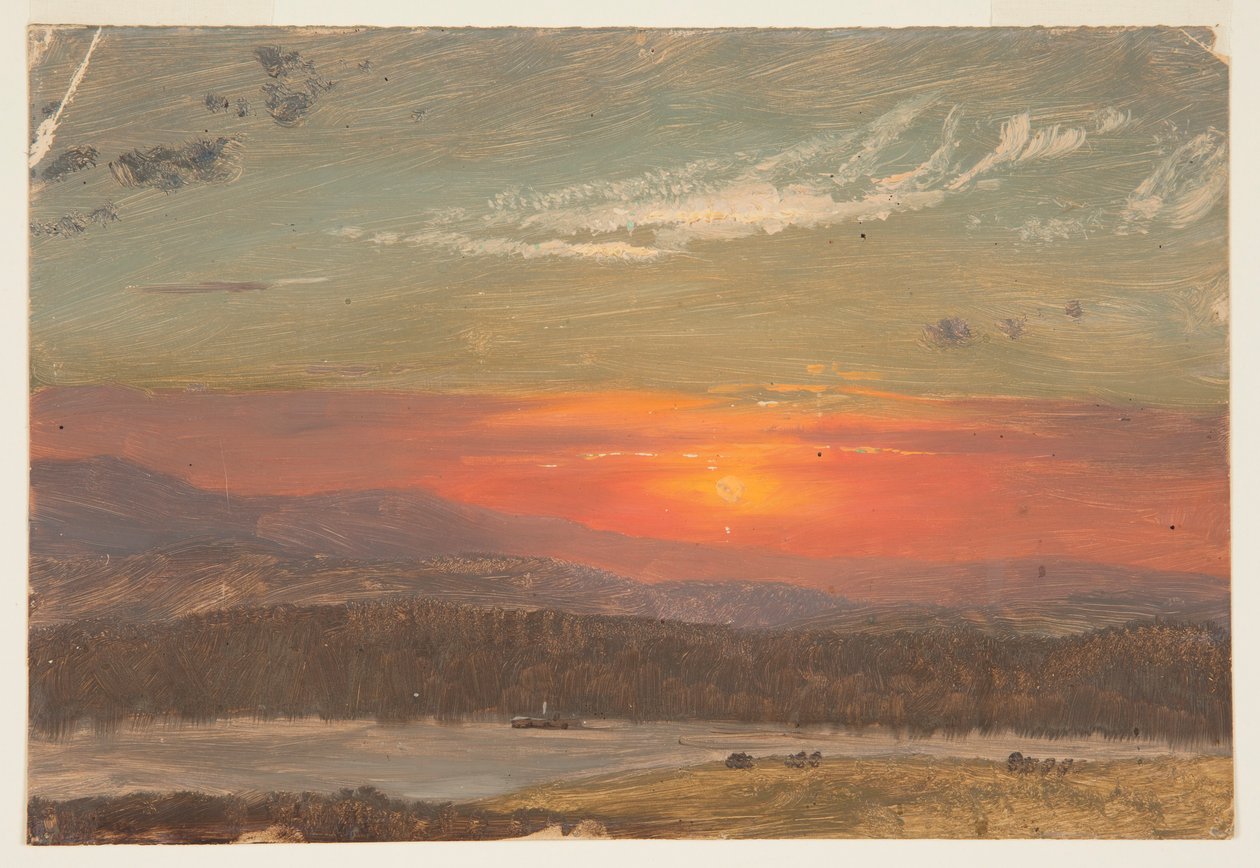 Dibujo, Puesta de sol sobre las Catskills, 1870-80 de Frederic Edwin Church