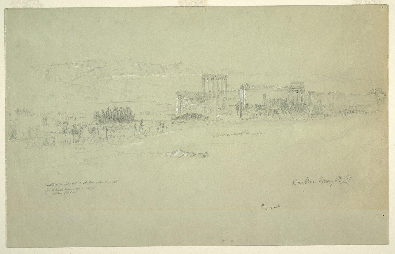 Dibujo, Templos, Baalbek, 6 de mayo de 1868 de Frederic Edwin Church
