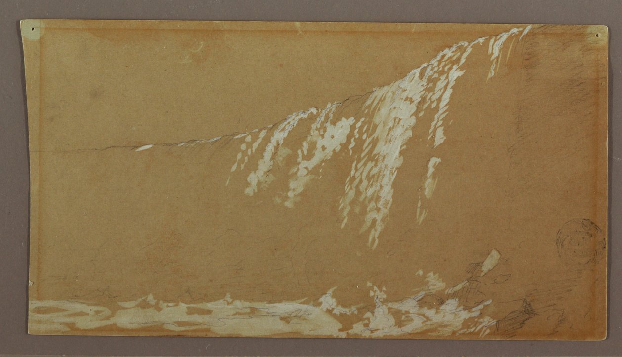 Dibujo, Las cataratas canadienses y la isla de las cabras en el río Niágara, posiblemente 1858 de Frederic Edwin Church