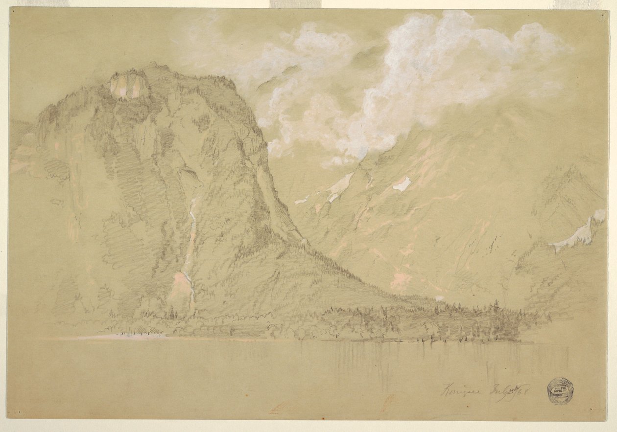 Dibujo, El Königssee y las cataratas de Schrainbach, julio de 1868 de Frederic Edwin Church