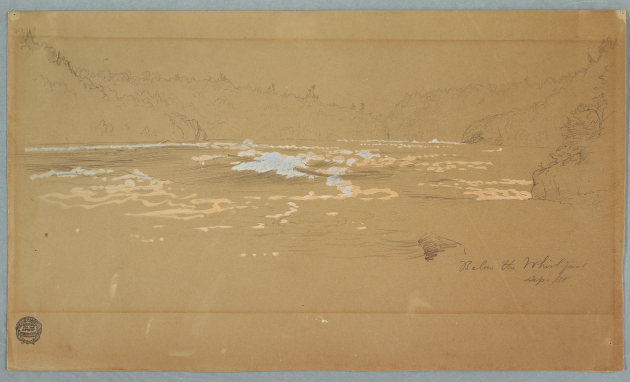 Dibujo, El río "Bajo el remolino", septiembre de 1858 de Frederic Edwin Church