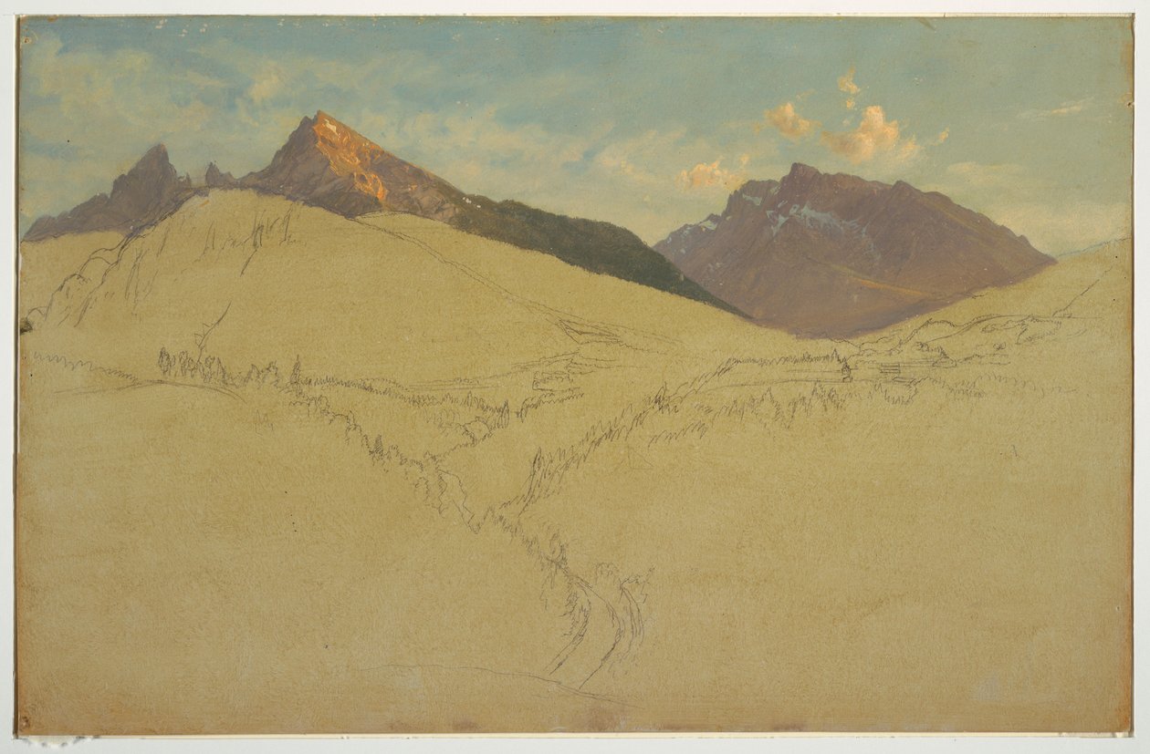 Dibujo, El Watzmann, cerca de Berchtesgaden, Baviera, junio de 1868 de Frederic Edwin Church