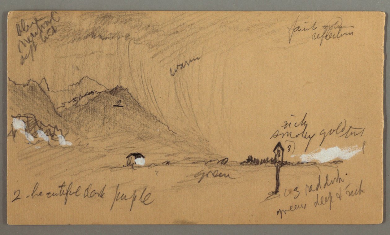 Dibujo, Tormenta, Montañas, Escultura devocional, Austria o Baviera, 1868 de Frederic Edwin Church