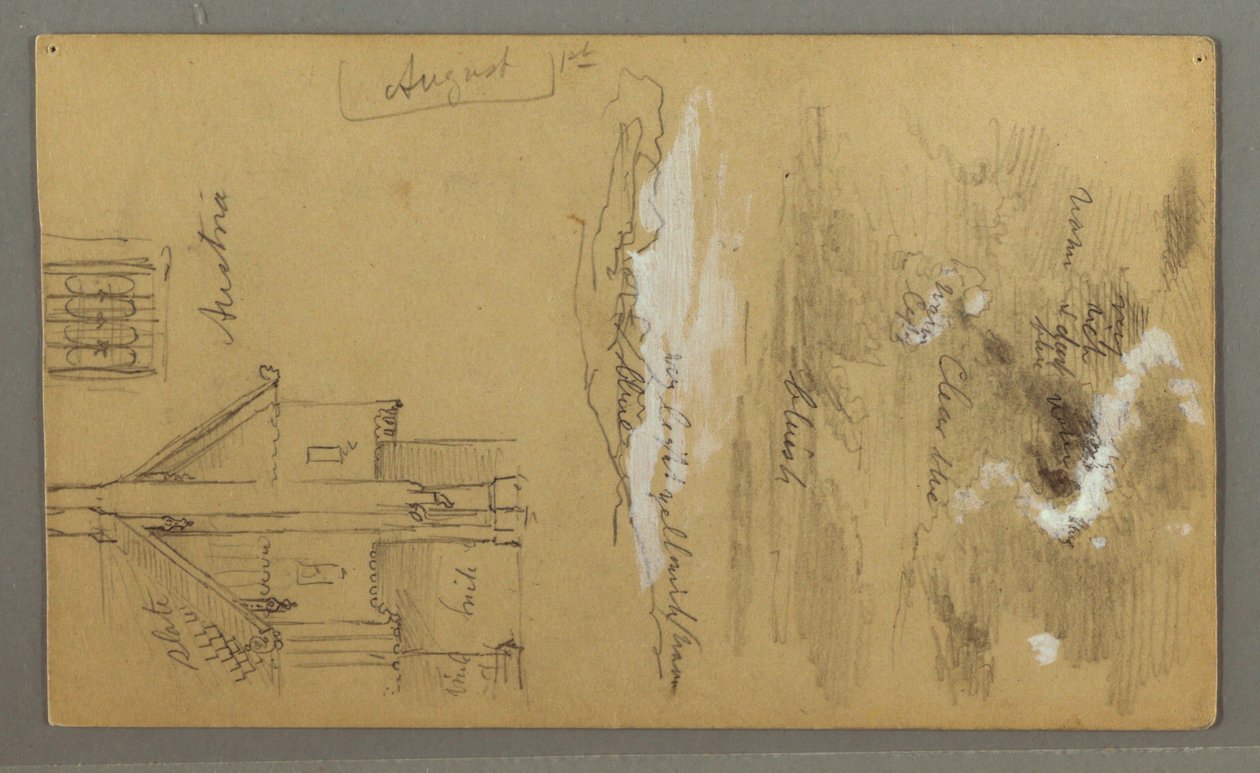 Dibujo, Casa de madera, Sky, Austria, 1 de agosto de 1868 de Frederic Edwin Church