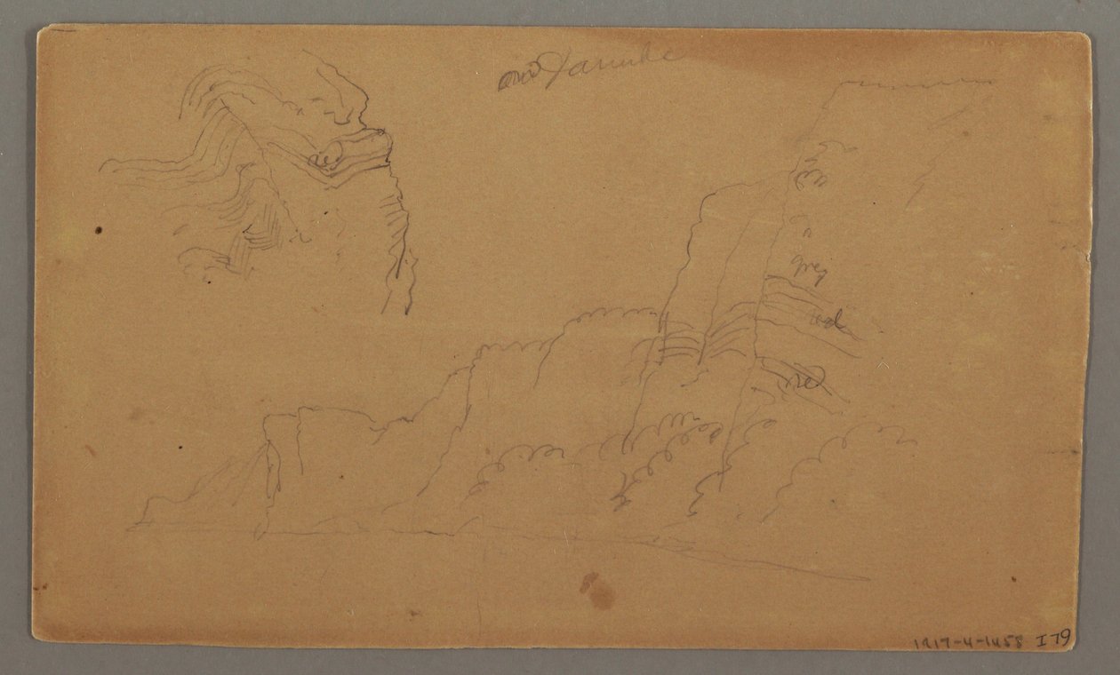 Dibujo, Casa de madera, dos veleros, estudios del tejado, posiblemente 1868 de Frederic Edwin Church