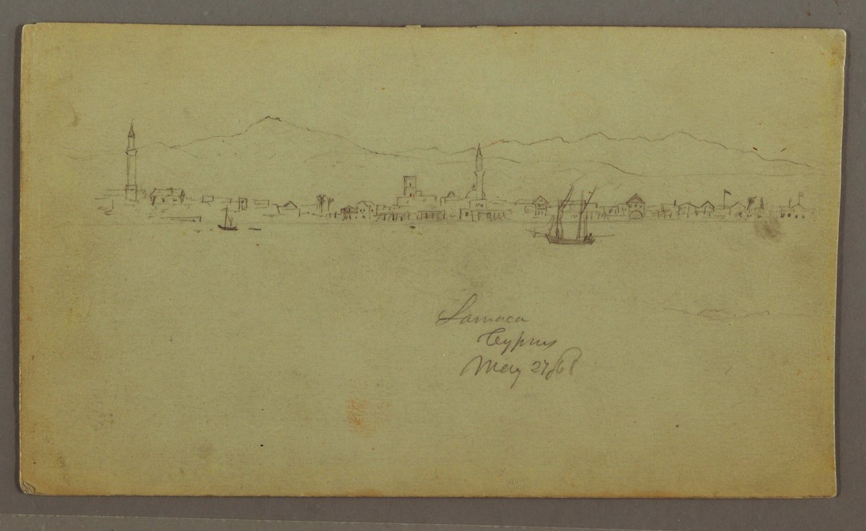 Dibujo, Ciudad junto a la costa, cordillera detrás, 27 de mayo de 1868 de Frederic Edwin Church