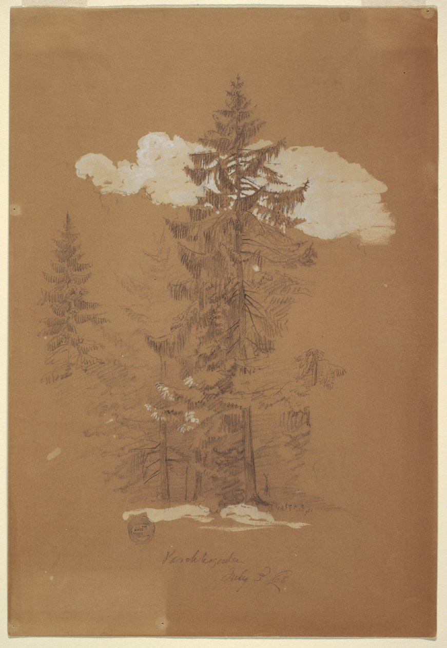 Dibujo, Árboles, Berchtesgaden, Baviera, 3 de julio de 1868 de Frederic Edwin Church