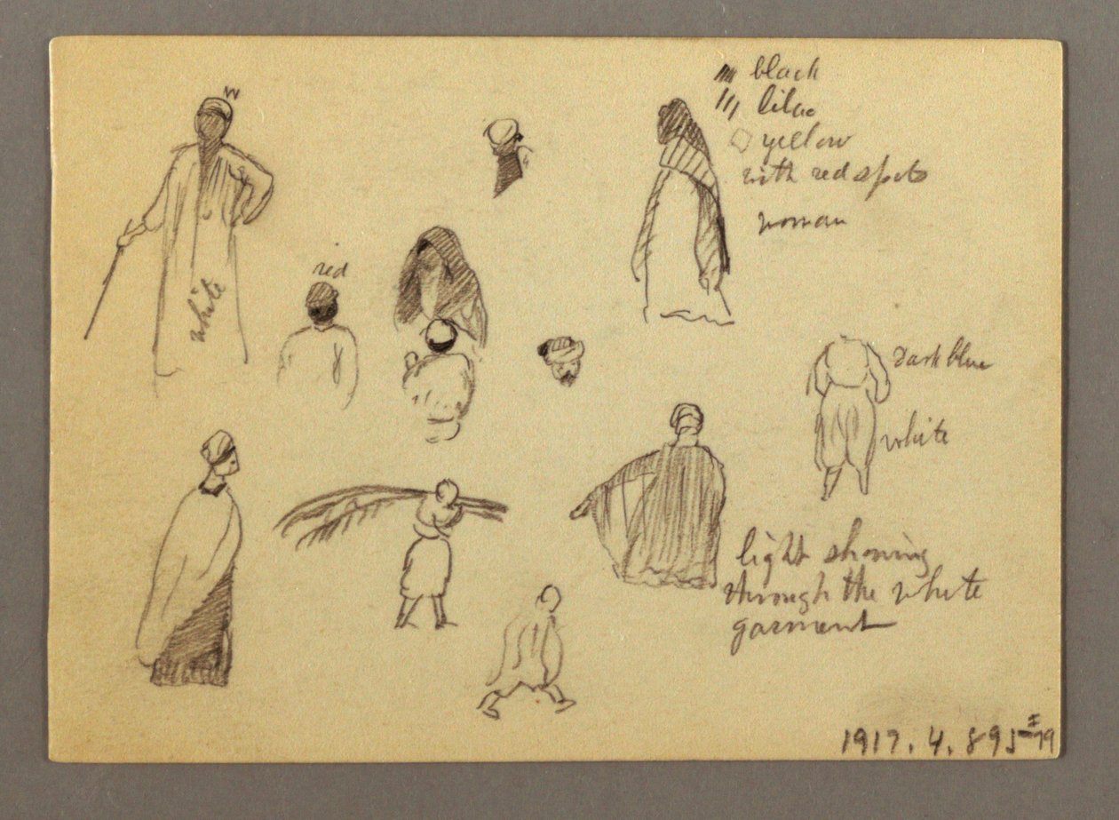Dibujo, Doce bocetos de figuras, Joffa, Palestina, 1868 de Frederic Edwin Church