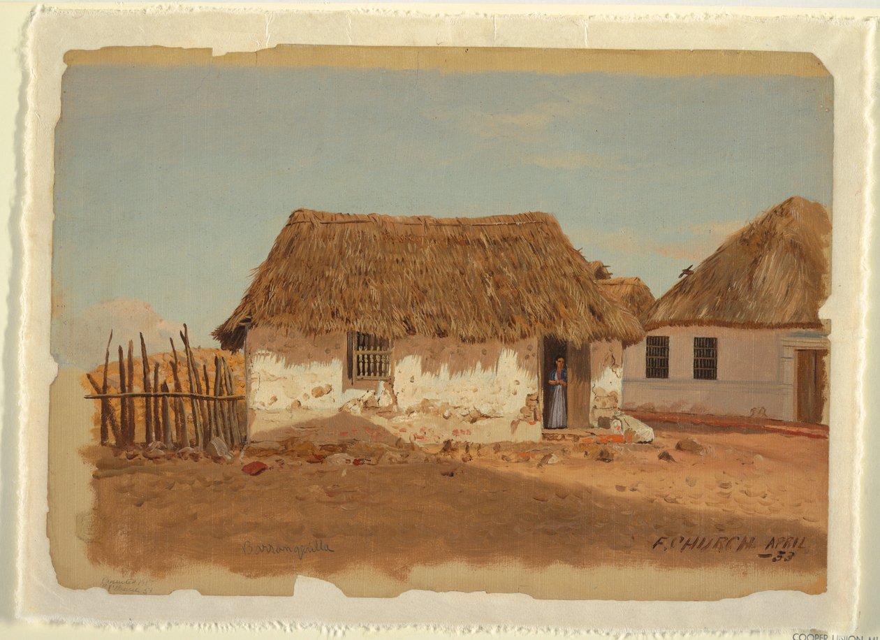 Dibujo, Dos casas en Barranquilla, Colombia, abril de 1853 de Frederic Edwin Church