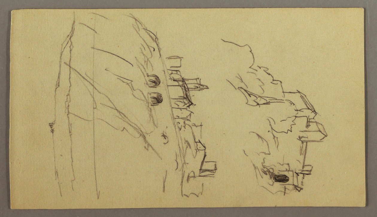 Dibujo, Dos estudios de ciudad en la cima de una montaña, posiblemente 1868-69 de Frederic Edwin Church