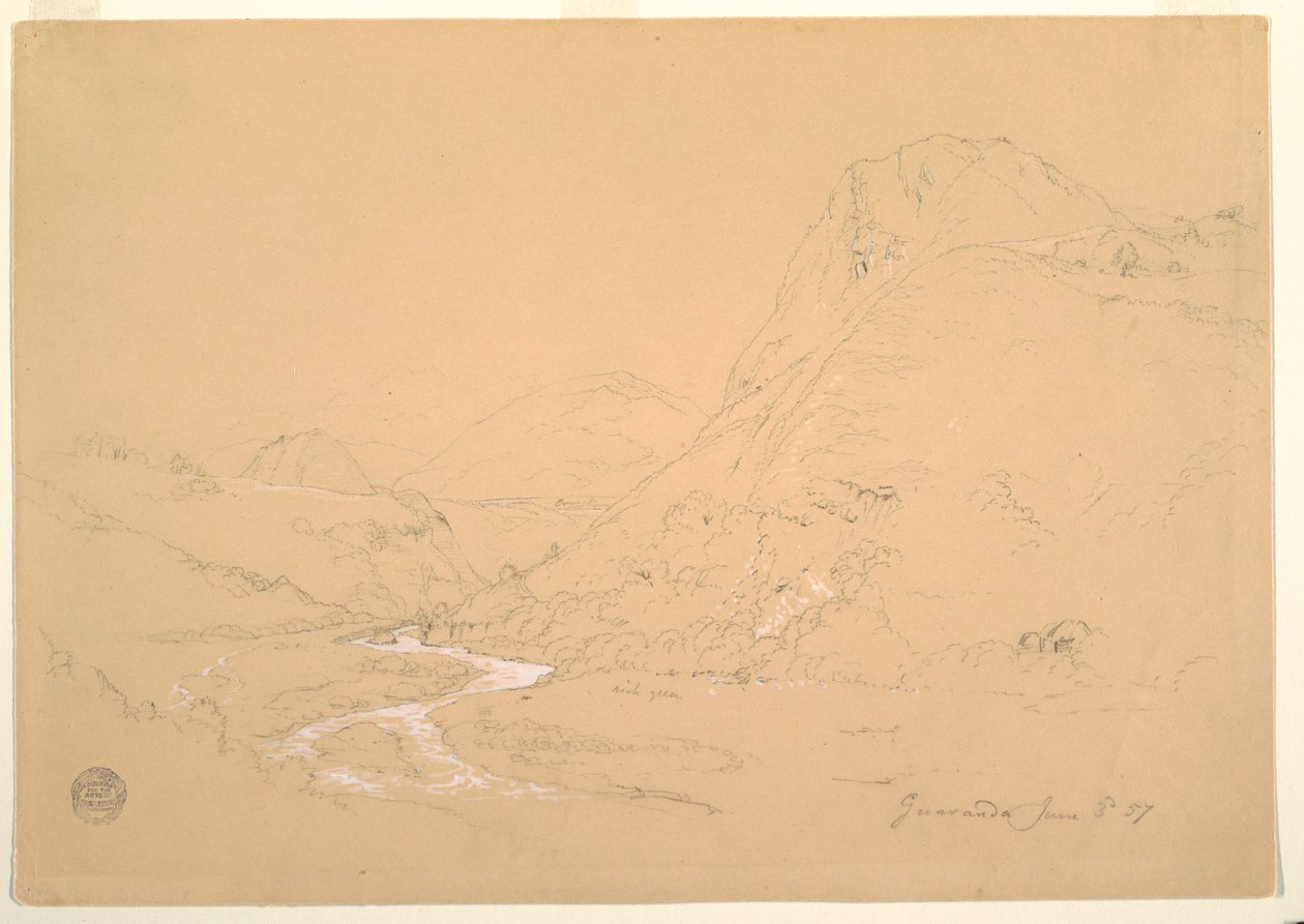 Dibujo, Valle cerca de Guaranda, 3 de junio de 1857 de Frederic Edwin Church
