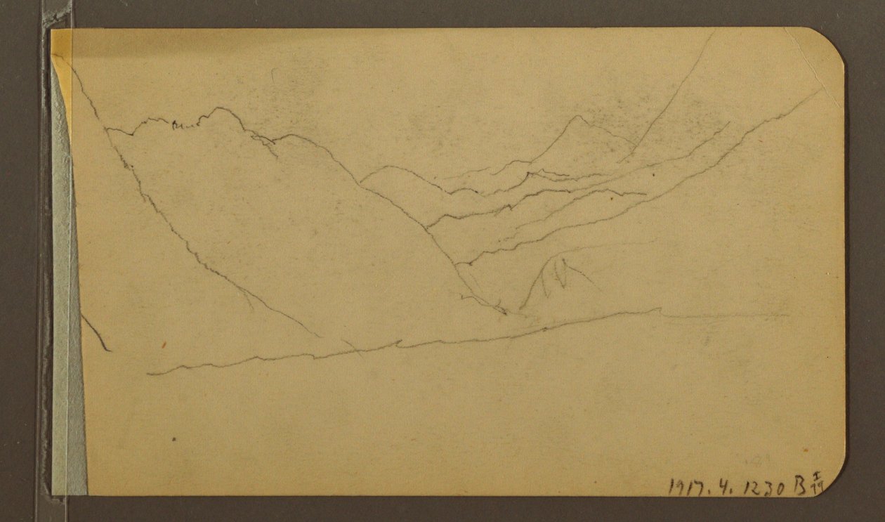 Dibujo, Valle; Verso: Pico de montaña, 1889 de Frederic Edwin Church