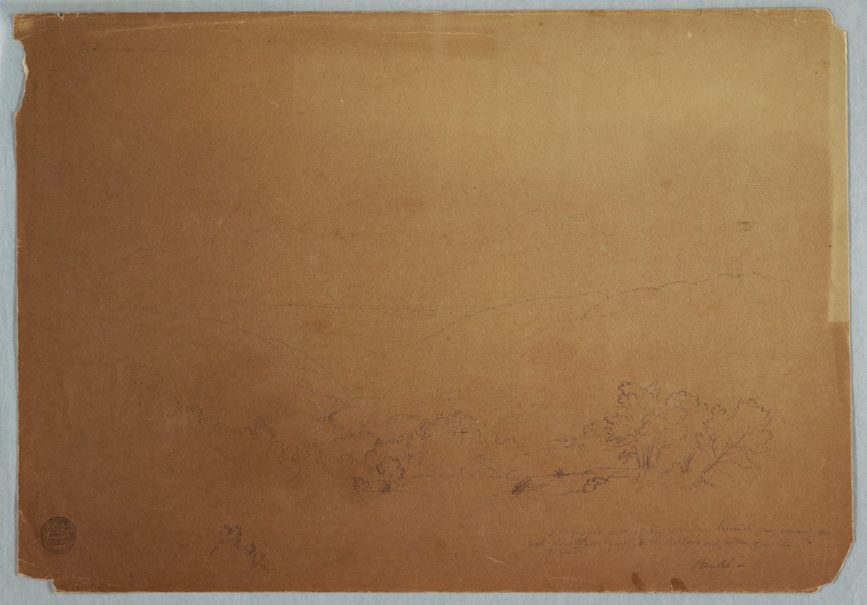 Dibujo, Vista del valle cerca de Pandi, Colombia, julio de 1853 de Frederic Edwin Church