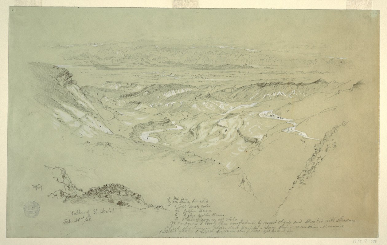 Dibujo, Valle de El Arabah, 21 de febrero de 1868 de Frederic Edwin Church