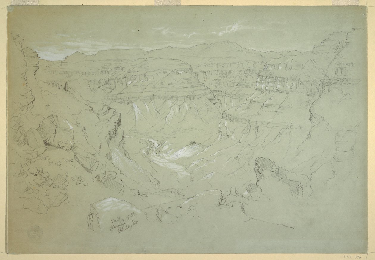 Dibujo, Valle de El Yemen, 20 de febrero de 1868 de Frederic Edwin Church