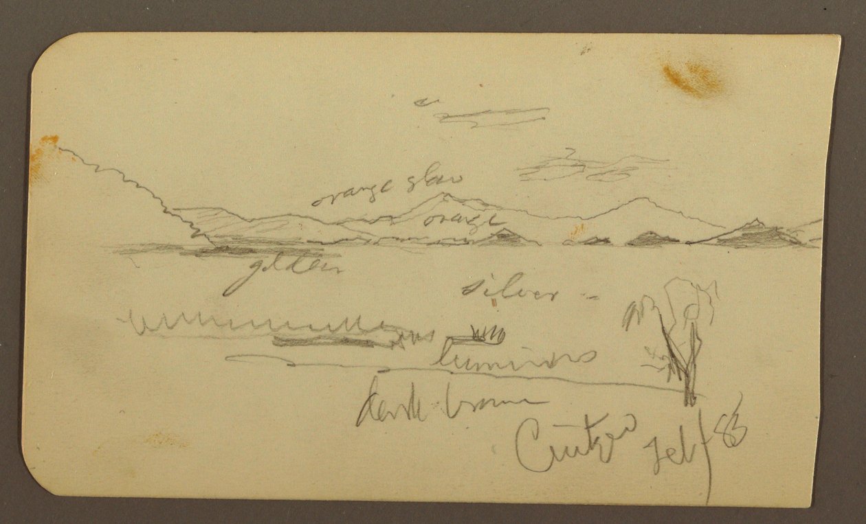Dibujo, Vista cerca de la orilla del lago, Cuitzeo; Verso: vista cerca de la orilla del lago, Cuitzeo, febrero de 1885 de Frederic Edwin Church