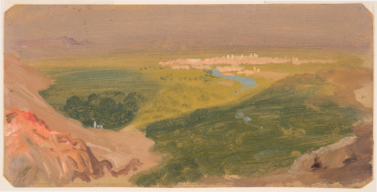 Dibujo, Vista hacia Damasco, Siria, 24 de abril-16 de mayo de 1868 de Frederic Edwin Church