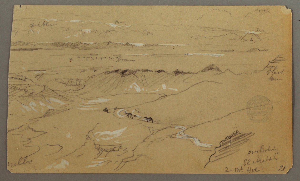Dibujo, Vista de Wady el-Arabah, 20 de febrero de 1868 de Frederic Edwin Church