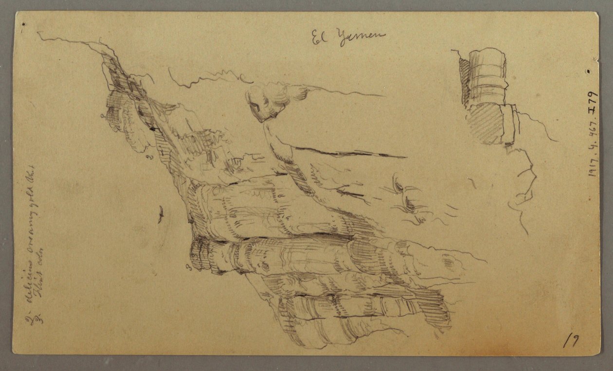 Dibujo, Vista a través de Wady el-Arabah, 20 de febrero, posiblemente 1868 de Frederic Edwin Church