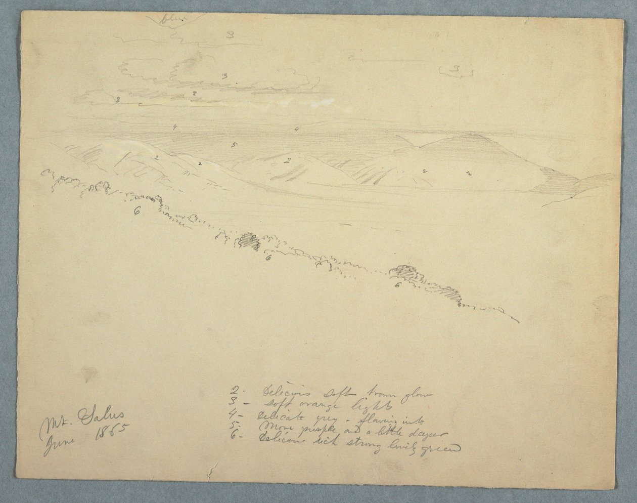 Dibujo, Vista desde Mount Salus, Jamaica, junio de 1865 de Frederic Edwin Church