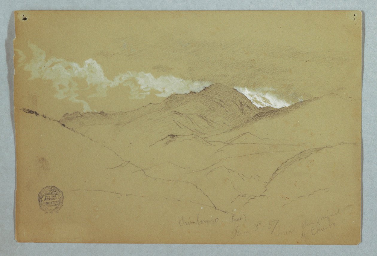 Dibujo, Vista desde el este del monte Chimborazo, Ecuador, 3 de junio de 1857 de Frederic Edwin Church