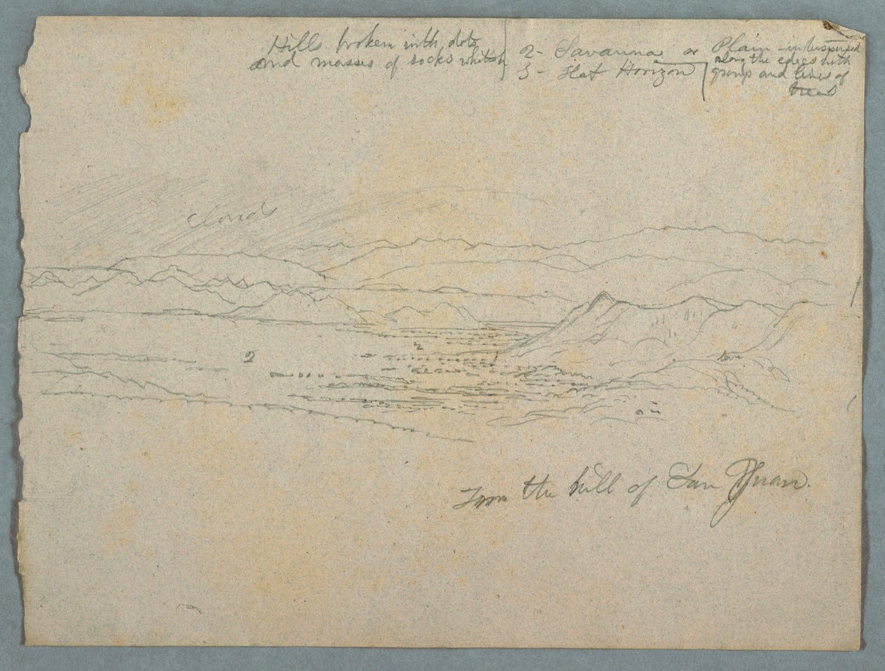 Dibujo, Vista desde el cerro de San Juan, probablemente Colombia, 1853 de Frederic Edwin Church