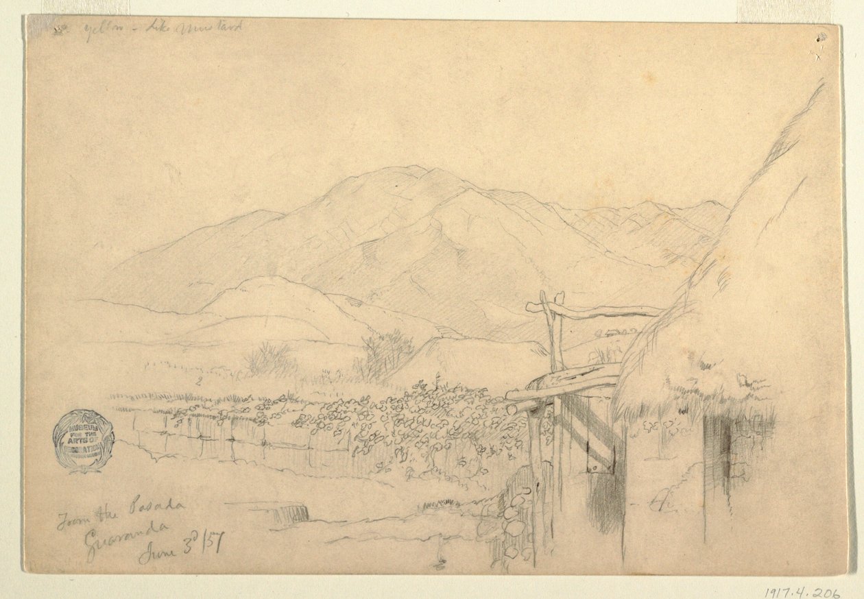 Dibujo, Vista desde la posada de Guaranda, Ecuador, 3 de junio de 1857 de Frederic Edwin Church