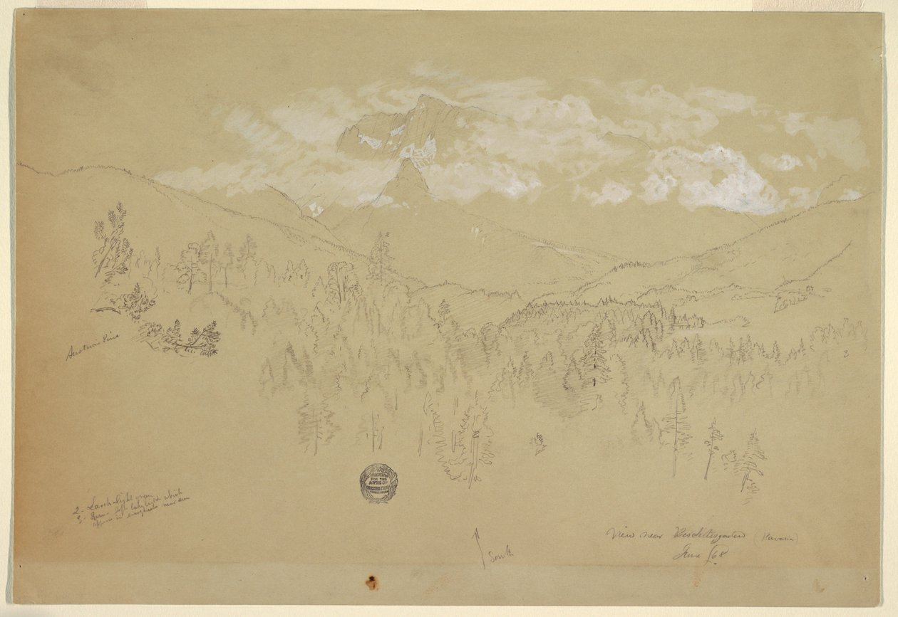 Dibujo, Vista cerca de Berchtesgaden, Baviera, junio de 1868 de Frederic Edwin Church