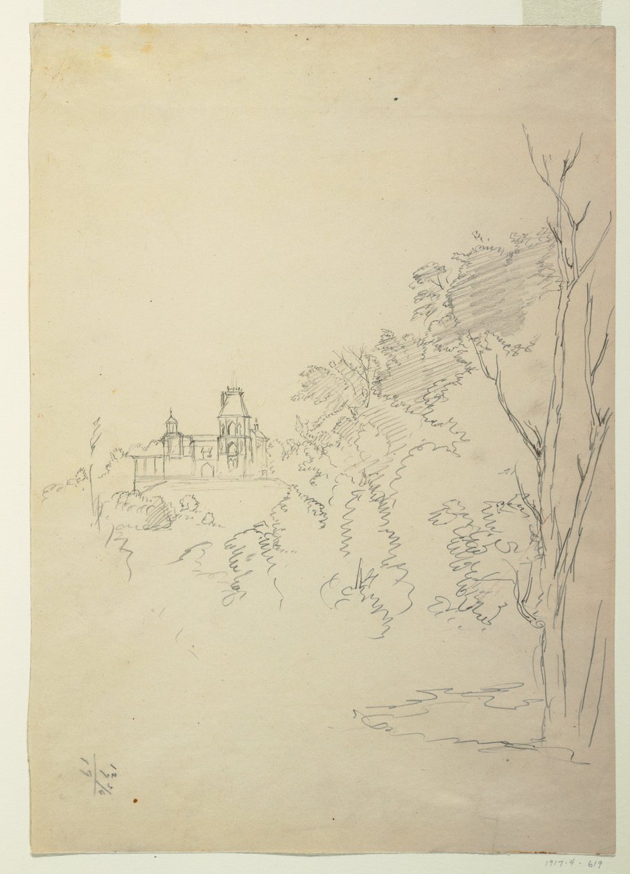 Dibujo, Vista de Olana, la casa del artista, Hudson, Nueva York, ca. 1872 de Frederic Edwin Church